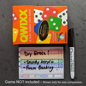 Premium Dry Erase Score Sheet for Qwixx Game -- Sturdy Acrylic!