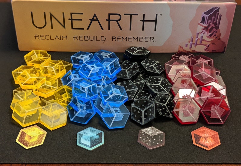 Unearth Game Tokens Laser Engraved Acrylic Hexes Etsy