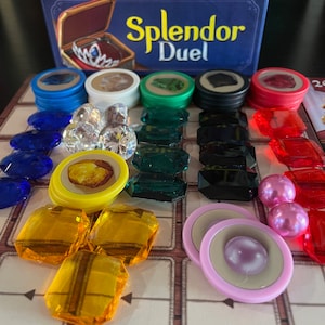 Premium Gems for Splendor Duel -- beautiful acrylic tokens / jewels / pearls -- upgrade your copy of Splendor Duel today!