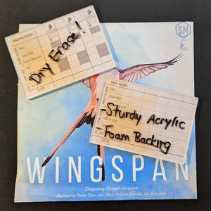 Premium Dry Erase Score Sheet for Wingspan Board Game -- Sturdy Acrylic!