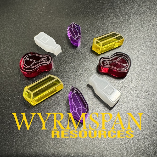 Resource token upgrades for WYRMSPAN game (unofficial upgrade) -- Amazing acrylic resources just like our Wingspan Food