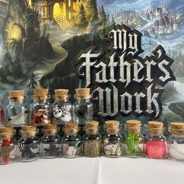 Upgraded Chemical Bottles for "My Father's Work" board game (as seen on The Dice Tower!)