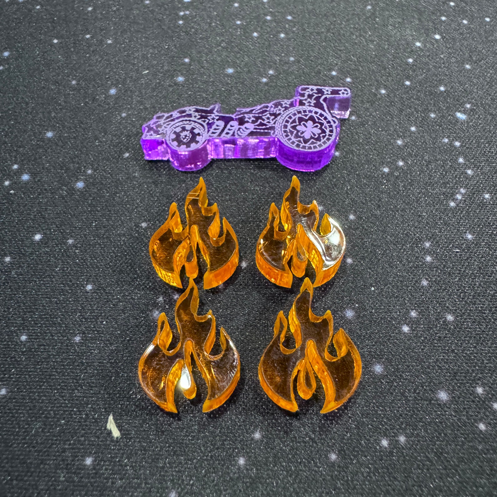 Mini Translucent Fire Token Villainous Token Upgrades! 4 Fire Tokens for Shere Khan and a Racer ...
