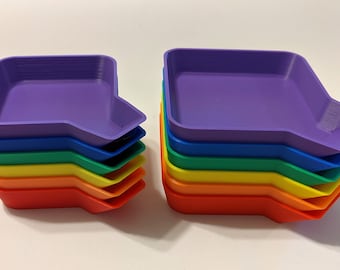 Stackable Rainbow Token Trays, Set of 6 — Board Game Organizer for Catan, Wingspan, Terraforming Mars and More