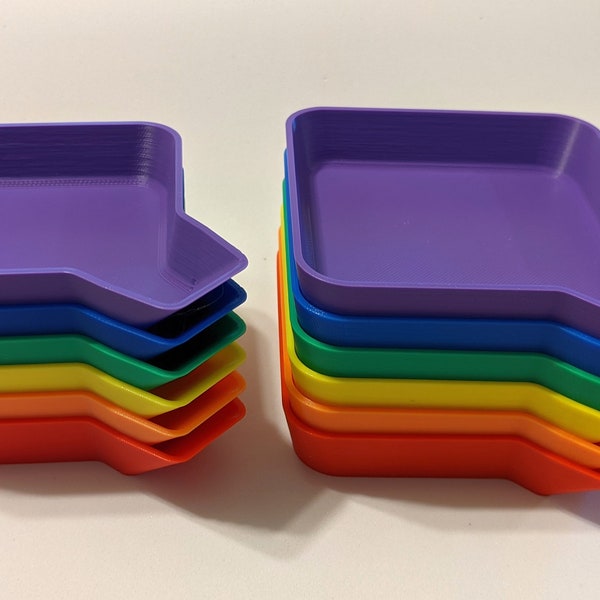 Bit Trays -- Set of 6 in a rainbow of colors!  Two sizes available for board games, tokens, beads and more