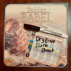 Acrylic Dry Erase Score Sheet for 7 Wonders Expansions with Marker