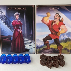 Villainous Token Upgrades! Obstacle tokens for Gaston and Trapped tokens for Lady Tremaine