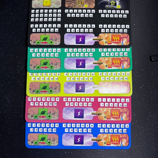 Terraforming Mars Player Mats: Dual-Layered Cube Holders - Set of 5