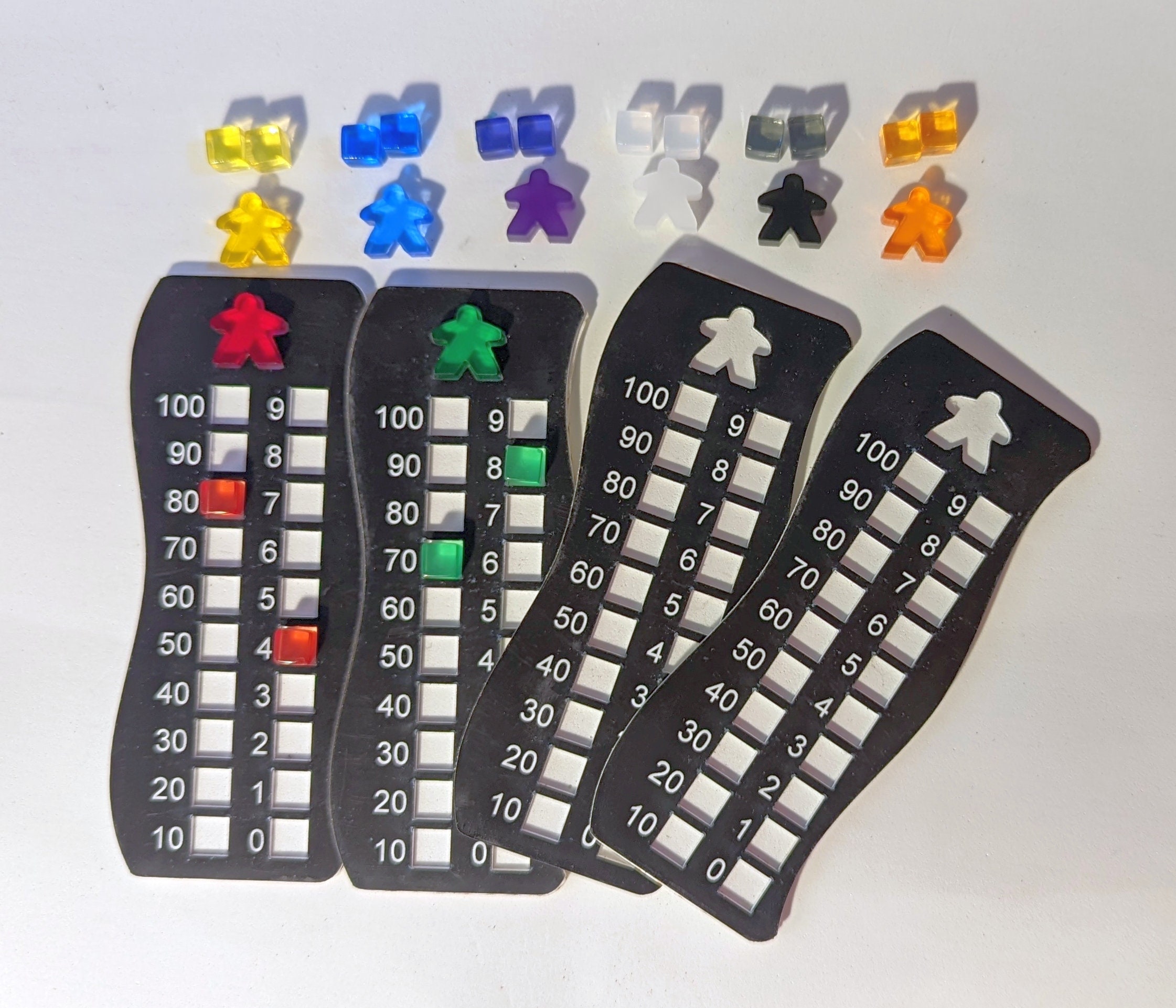 Dual-layer Acrylic Game Score Tracker With Meeples & Cubes in 8