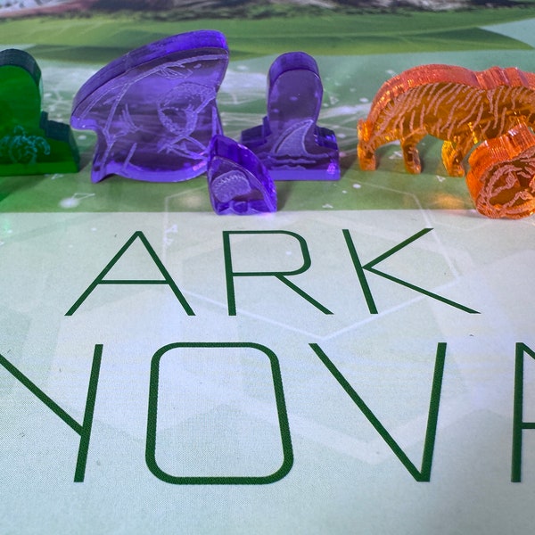 Ark Nova Marine Worlds: Set of 96 Tokens as upgrades to Ark Nova's Cubes, Score Pawns & Workers