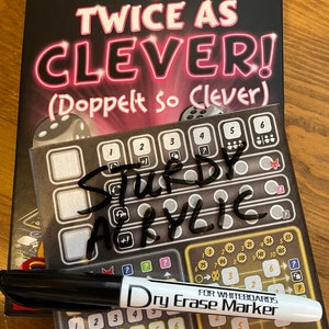 Premium Dry Erase Score Sheet for Twice As Clever (Doppelt So Clever) Game -- Sturdy Acrylic!