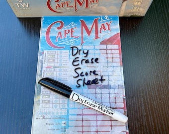 Cape May Premium Dry Erase Score Sheet -- Sturdy Acrylic Score Sheet for Cape May Board Game!