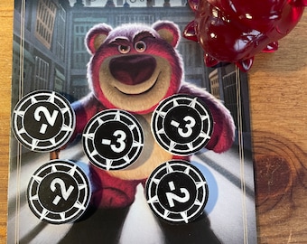 Villainous Board Game: Acrylic Strength Tokens -2/-3 Upgrades (5 ct)