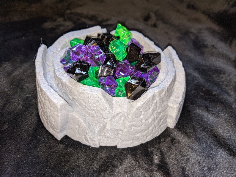 Disney Villainous marble cauldron and power crystals by LaserLand.