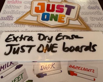 Acrylic JUST ONE boards + dry erase pens/erasers -- Play with more than 7 players!