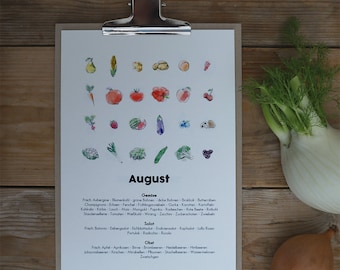DIN A5 - seasonal calendar for fruit, vegetables and salad