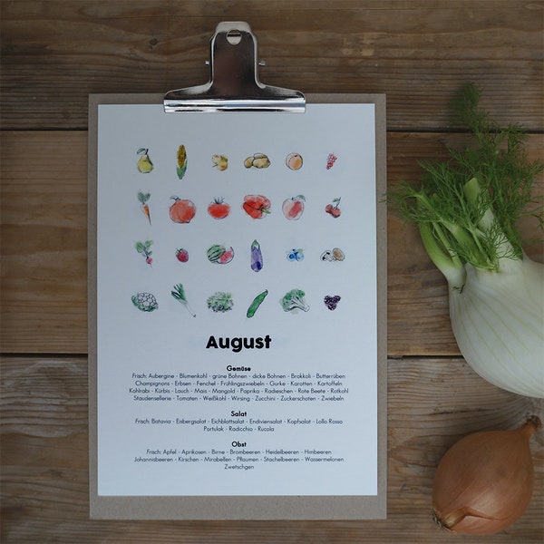 DIN A5 - Saisonkalender für Obst, Gemüse und Salat