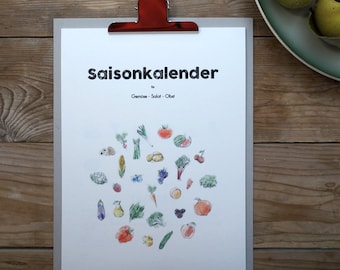 DIN A4 - seasonal calendar for fruit, vegetables and salad