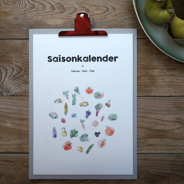 DIN A4 - Seasonal calendar for fruit, vegetables and salad