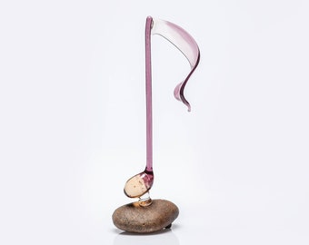 Purple Glass Note Figurine / Music School Graduation , Teacher Gift