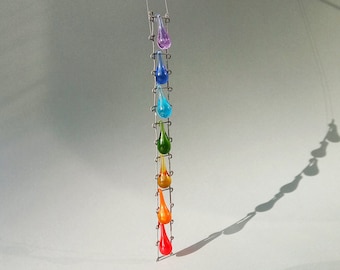 Glass Rainbow Sun Catcher / Hanging Art Ornament / Kids Room Window Decor