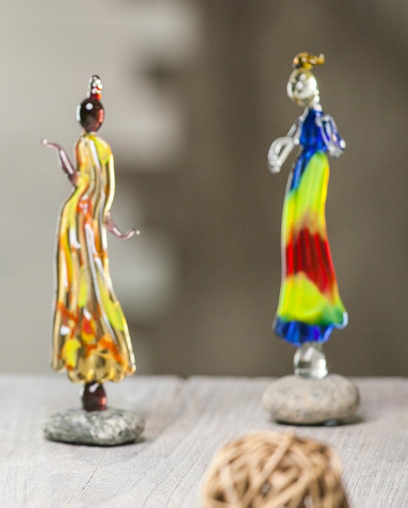 Glass Woman Figurine Girl in Colorful Dress Figurine Glass - Etsy Australia