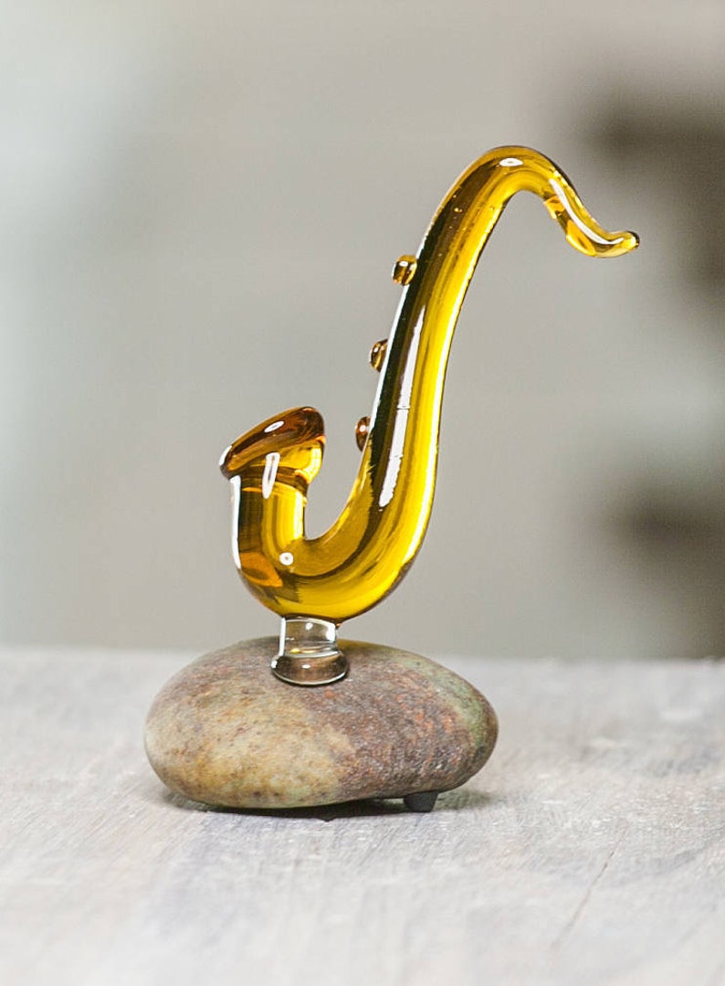 Glass Saxophone Figurine Glass Music Figurine Music Lover Etsy