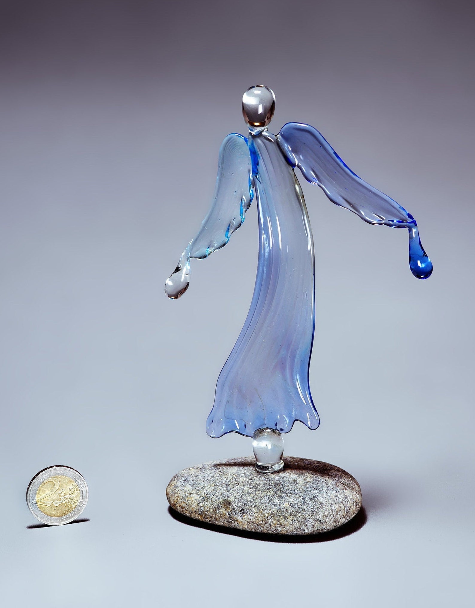 Glass angel figurine with drops / Spiritual gift for mom / Etsy