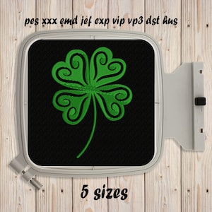 Vierblättriges Kleeblatt, Maschinenstickerei, Blatt Silhouette, St Patrick's Day, Sofort Download, Glücksbringer, Glücksbringer
