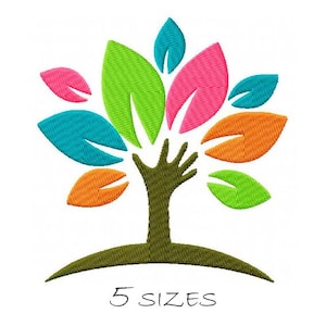 Eco tree Machine Embroidery Design Silhouette 5 sizes Tree of Life Colorful spring tree Colorful tree life Multicolor tree Instant Download
