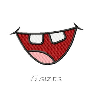 Funny Smile #6 Embroidery design 5 sizes Embroidering fill Stitch Machine embroidery design Smiley Lips Teeth Mouth Instant Download
