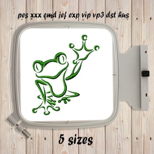 Silhouette #1 de grenouille, motif de broderie machine, 5 tailles, motifs animaux, téléchargement immédiat, point de remplissage, contour de grenouille, Monochrome