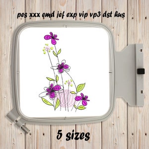 Aquarel bloem #12, machineborduurwerk ontwerpen, kamille, bloemsilhouet, instant download, bloemenborduurwerk, ontwerp wilde bloemen