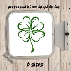 Vierblättriges Kleeblatt, Maschinenstickerei, Blatt Silhouette, St Patrick's Day, Sofort Download, Glücksbringer, Glücksbringer