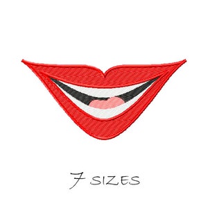 Smile Lips #16 embroidery design 7 sizes Embroidering fill Stitch Machine embroidery design Lips Teeth Mouth Valentines Instant Download