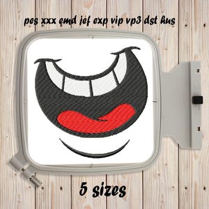 Funny Smile Embroidery design 5 sizes Embroidering fill Stitch Machine embroidery design Smiley Lips Teeth Mouth Valentines Instant Download