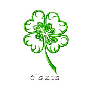 Vierblättriges Kleeblatt #2, Maschinenstickerei, Blatt Silhouette, St Patrick's Day, Sofort Download, Glücksbringer, Glücksbringer