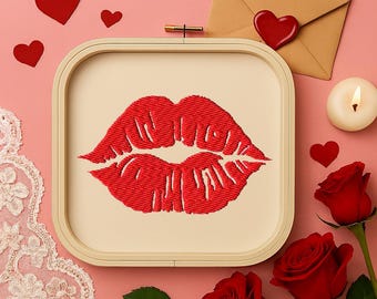Kissing Lips embroidery design, 5 sizes, Embroidering fill Stitch, Machine embroidery design, Lips, Kiss, Love, Valentines, Instant Download