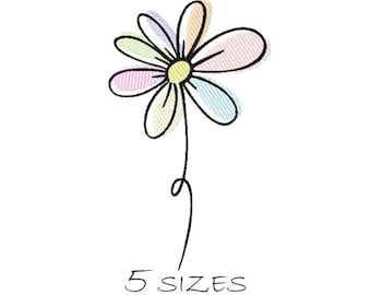 Watercolor Flower, Machine Embroidery Design, Rainbow Chamomile, Flower Silhouette, Instant Download, Floral Embroidery, Wild Flower Design
