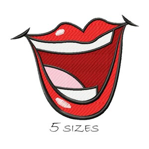 Smile Lips #10 embroidery design 5 sizes Embroidering fill Stitch Machine embroidery design Lips Teeth Mouth Valentines Instant Download
