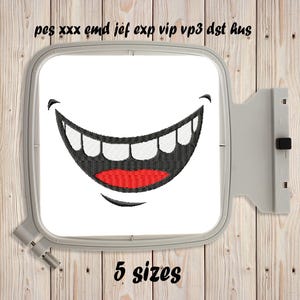 Glimlach borduurontwerp 5 maten Borduurvulling Stitch Machine borduurwerk ontwerp Smiley Lips Teeth Mouth Valentines Instant Download