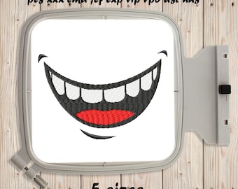Smile embroidery design 5 sizes Embroidering fill Stitch Machine embroidery design Smiley Lips Teeth Mouth Valentines Instant Download
