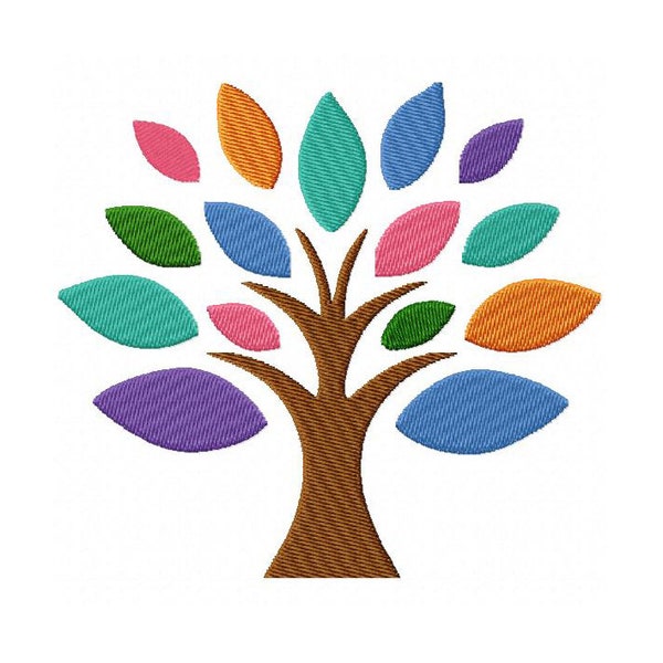 Tree of Life Machine Embroidery Design Silhouette 5 sizes Colorful spring tree Colorful tree life Eco tree Multicolor tree Instant Download