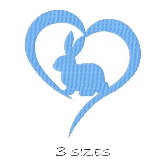 Labelled Rabbit Heart Rabbit Heart, Machine Embroidery Design, Animals Design, Instant ...