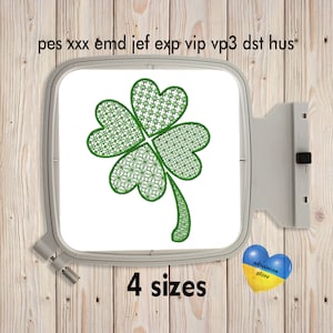Vierblättriges Kleeblatt, Maschinenstickerei, Blatt Silhouette, St Patrick's Day, Sofort Download, Glücksbringer, Glücksbringer