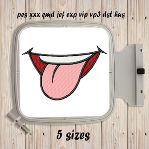 Glimlach borduurontwerp 5 maten Borduurvulling Stitch Machine borduurwerk ontwerp Smiley Lips Teeth Mouth Valentines Instant Download