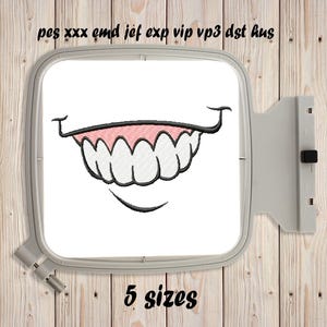 Funny Smile#9 embroidery design 5 sizes Embroidering Stitch Machine embroidery design Smiley Lips Teeth Mouth Valentines Instant Download