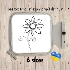 Bloem machine borduurwerk ontwerp zwart-wit overzicht kamille bloem silhouet Instant Download bloemen borduurwerk wilde bloemen ontwerp