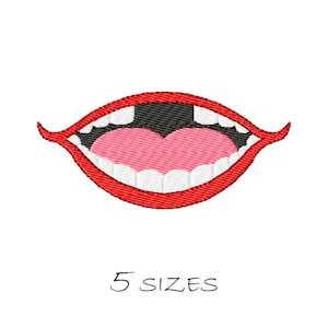 Funny Smile # 7 borduurwerk ontwerp 5 maten Borduren Stitching Machine borduurwerk ontwerp Smiley Lips Tanden Mond Valentines Instant Download