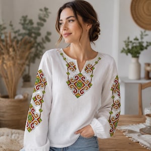 Ukrainsk folkmaskinbroderidesign traditionell geometrisk broderimönster blusskjorta digital broderifil